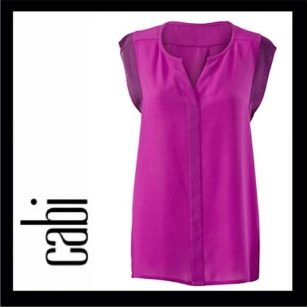 Cabi Sleeveless Pink Top with Textured Trim | Size S